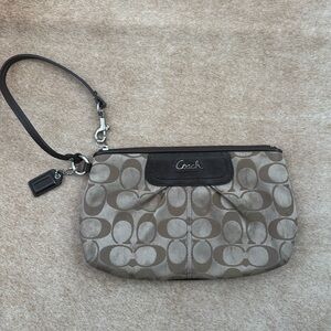 Coach Brown Signature Canvas Wristlet